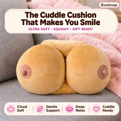 Boobnap cuddle cushion on a sofa